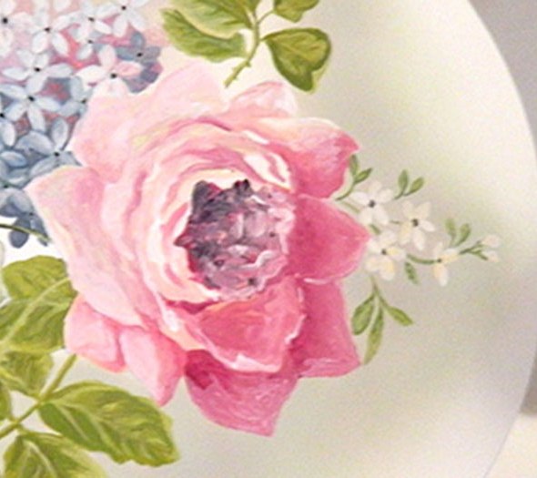 mobila pictata - Masuta pictata cu trandafiri - detaliu
